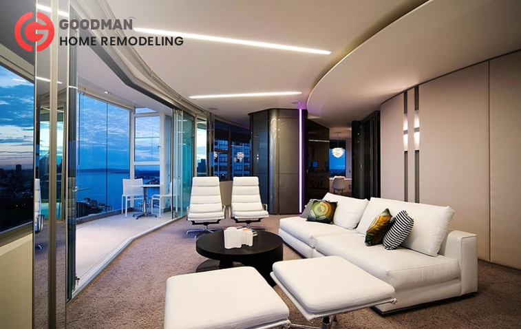 Bright and airy modern living room with minimalist decor and natural lighting.